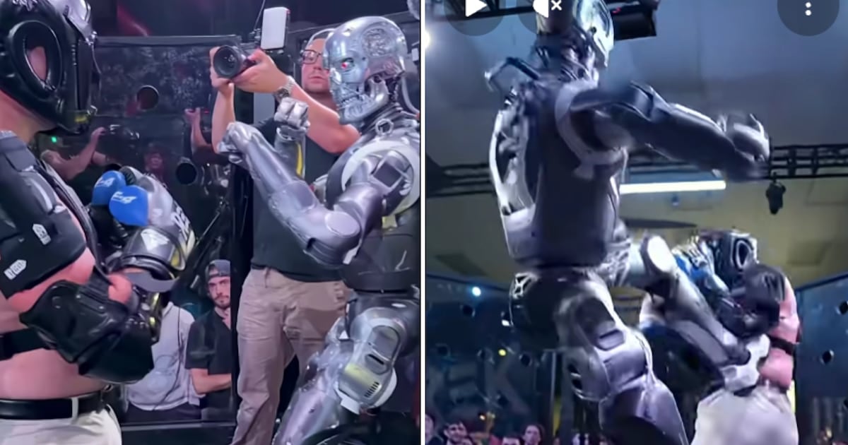 Lesiones, réplicas metálicas y una intimación estatal: el día que un influencer se calzó los guantes contra robots en San Francisco